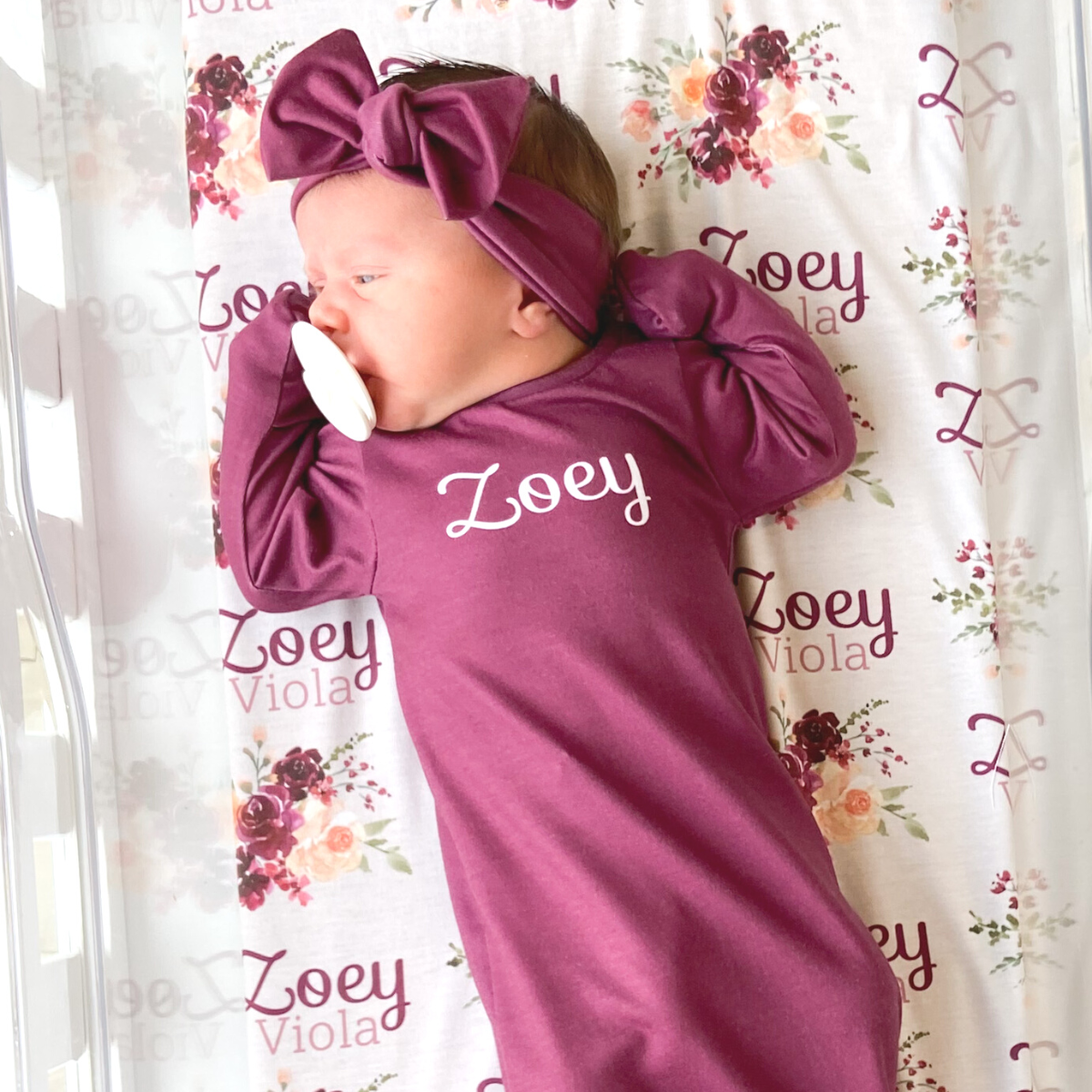 Lil Feet Monogram Personalized Baby Toddler Blanket & Bib Combo Set Girl 